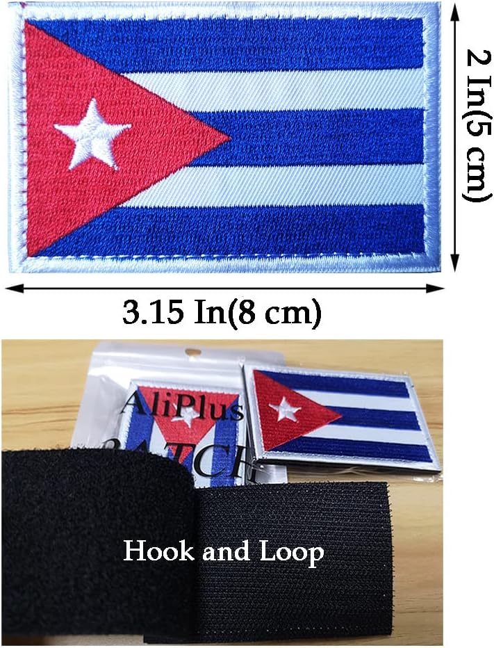 AliPlus 2 PCS Cuba Flag Patches Embroidered Tactical Military Morale Patch Applique Fastener Hook and Loop - Image 3